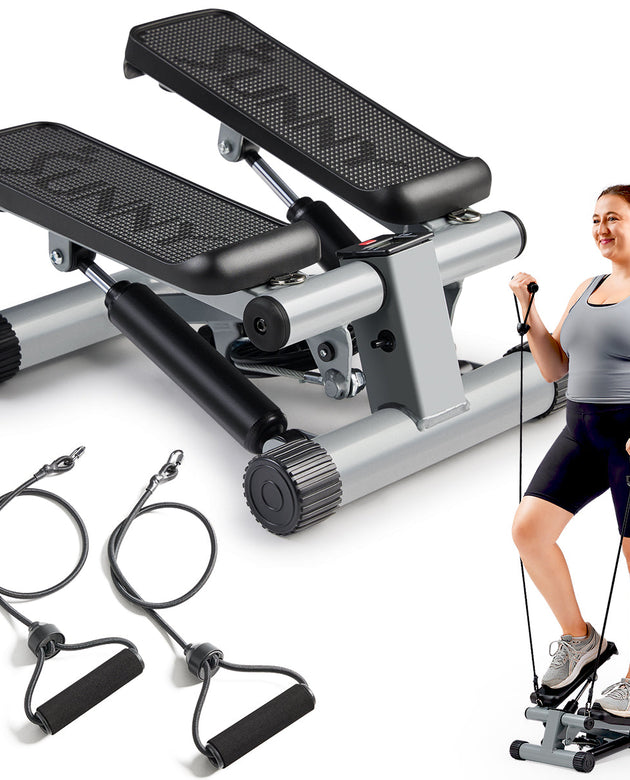 Mini Stepper with Resistance Bands Step Machine w/ LCD Monitor